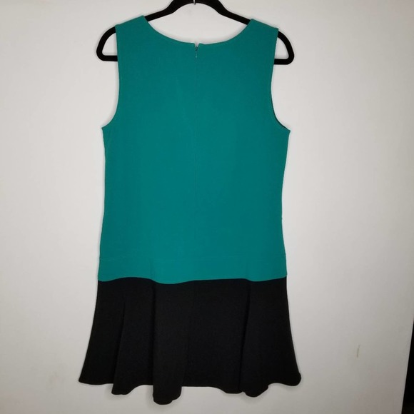 LOFT Dress 12 Green Black Drop Waist Colorblock - Picture 4 of 7